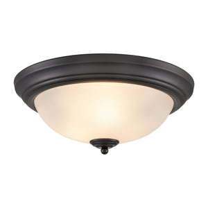 Thomas Lighting Helena 2 Bulb Flush Mount with White Glass Dome Shade for Low Ceiling Rooms Black 15 inches 7013FM/60