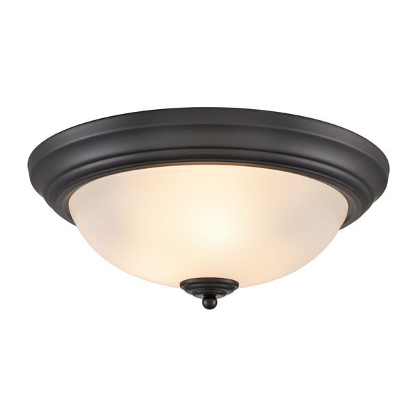 Thomas Lighting Helena 2 Bulb Flush Mount with White Glass Dome Shade for Low Ceiling Rooms Black 15 inches 7013FM/60