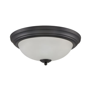 Thomas Lighting Helena 2 Bulb Flush Mount with White Glass Dome Shade for Low Ceiling Rooms Black 15 inches 7013FM/60
