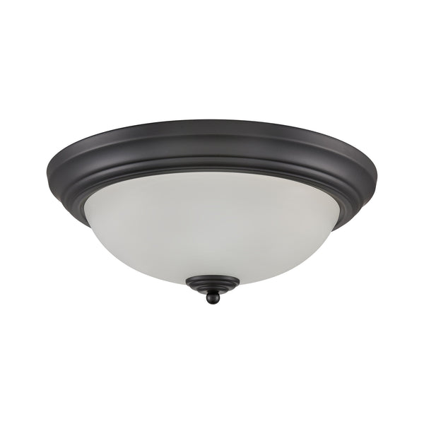 Thomas Lighting Helena 2 Bulb Flush Mount with White Glass Dome Shade for Low Ceiling Rooms Black 15 inches 7013FM/60