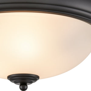 Thomas Lighting Helena 2 Bulb Flush Mount with White Glass Dome Shade for Low Ceiling Rooms Black 15 inches 7013FM/60