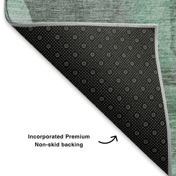 HomeRoots 9' X 12' Teal Gray Ivory Floral Area Rug - Washable, Stain-Resistant, UV Protected for Family Spaces 701400