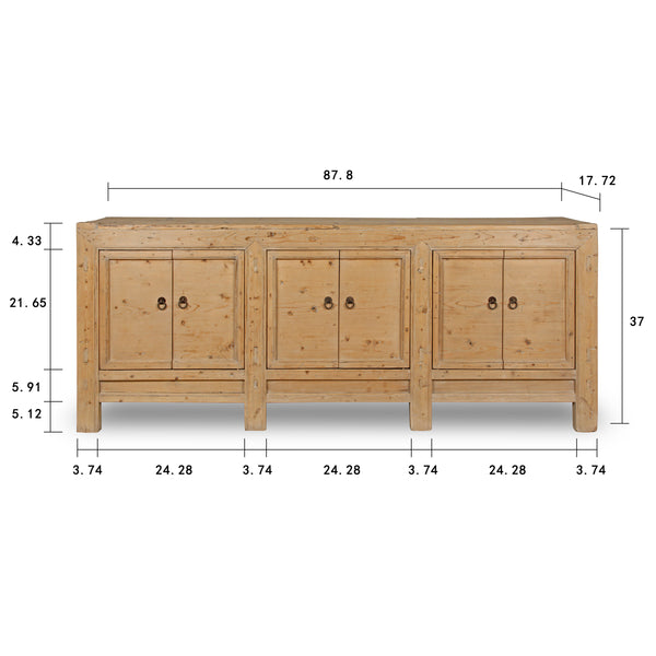 Lilys Antique Six Doors Sideboard (Size And Finish Vary Approx 80"-90" Long) 7014