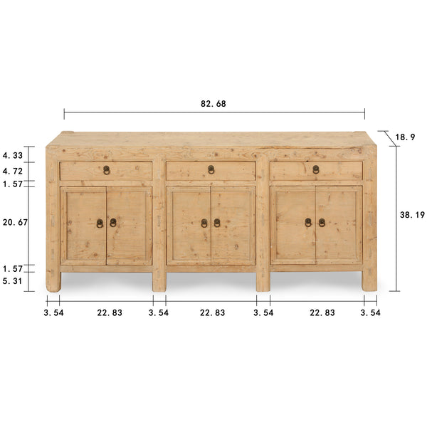 Lilys Antique Six Doors Sideboard With Drawers (Size And Finish Vary Approx 80"-90" Long) 7014-NA