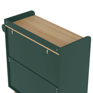 English Elm Modern Fluted Bar Cabinet with Wine Rack Glass Holders Adjustable Shelving and Hidden Drawer Green N728P438606G