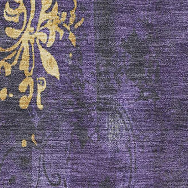 HomeRoots 5' X 8' Floral Area Rug in Purple and Gold - Washable, UV Protected, Ideal for Kids and Pets! 701421