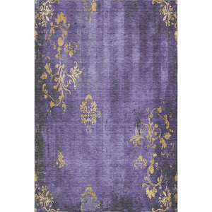 HomeRoots 9' X 12' Stunning Purple and Gold Floral Area Rug - Washable, UV Protected, Stain Resistant, Durable 701424