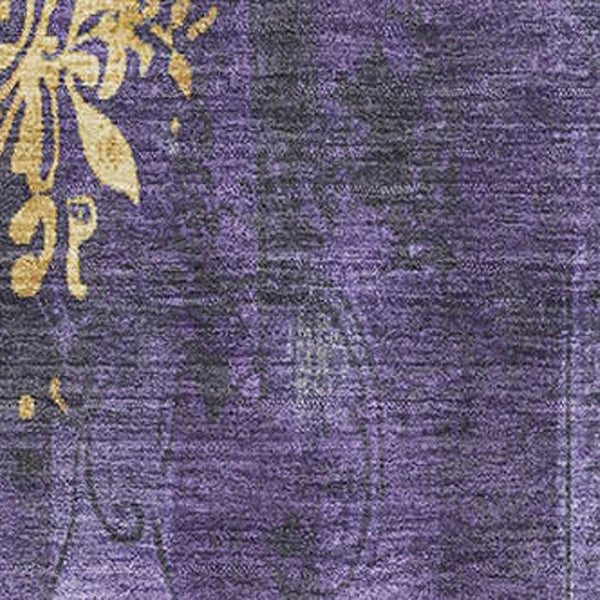 HomeRoots 10' X 14' Purple and Gold Floral Area Rug - Washable, UV Protected, Stylish & Durable for Busy Homes 701425