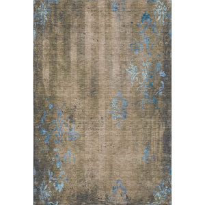 HomeRoots 8' X 10' Floral Area Rug in Taupe and Blue – Washable, UV-Resistant, Perfect for Busy Homes! 701435