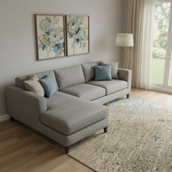 HomeRoots 9' X 12' Durable Taupe and Blue Floral Area Rug - Washable, UV-Protected, Perfect for High Traffic Spaces 701436