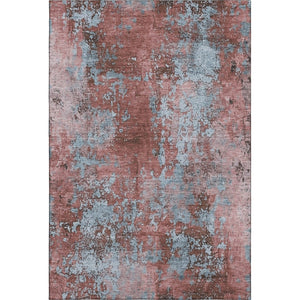 HomeRoots 5' X 8' Coral and Blue Abstract Area Rug - Washable, UV Protected, Durable, and Stylish Home Accent 701445