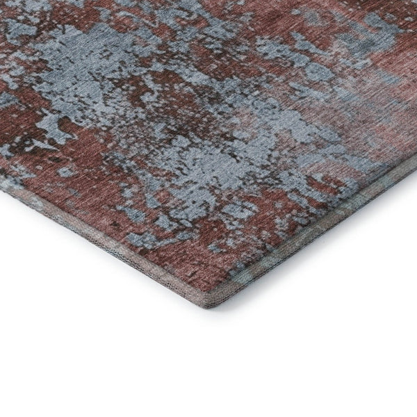 HomeRoots 5' X 8' Coral and Blue Abstract Area Rug - Washable, UV Protected, Durable, and Stylish Home Accent 701445