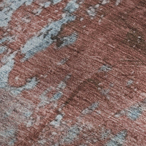 HomeRoots 5' X 8' Coral and Blue Abstract Area Rug - Washable, UV Protected, Durable, and Stylish Home Accent 701445