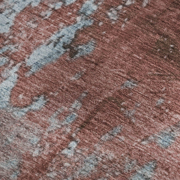 HomeRoots 5' X 8' Coral and Blue Abstract Area Rug - Washable, UV Protected, Durable, and Stylish Home Accent 701445