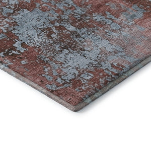 HomeRoots 8' Coral and Blue Abstract Round Rug - Washable, UV-Protected, Perfect for Busy Homes & Patios 701446