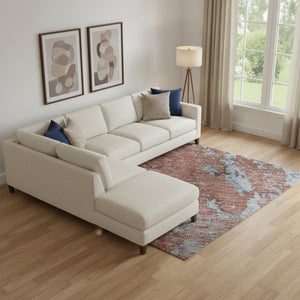 HomeRoots 9' X 12' Coral And Blue Abstract Area Rug – Stylish, Washable, UV-Protected, Perfect for Family Homes! 701448