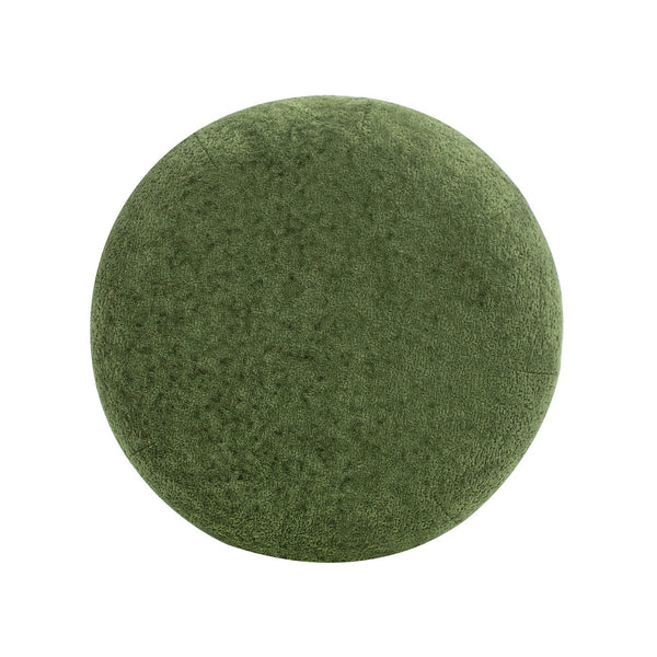 English Elm Jennifer Taylor Home - Nest Low Round Upholstered Ottoman 19.5" Almond Chenille Stacked Pouf Footrest Accent Seat, Cozy Green B2719P269262