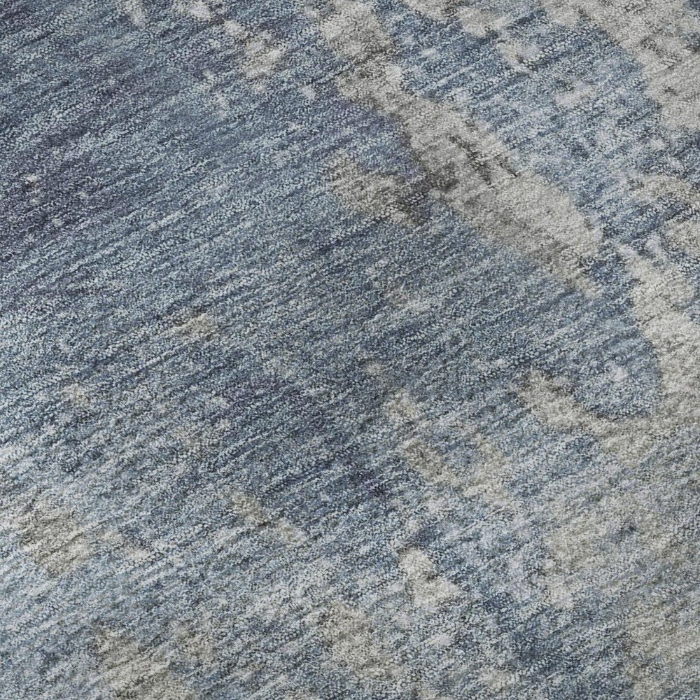 HomeRoots 5' X 8' Denim Blue & Gray Abstract Area Rug – Washable, UV Protected, Durable for High-Traffic Areas 701451