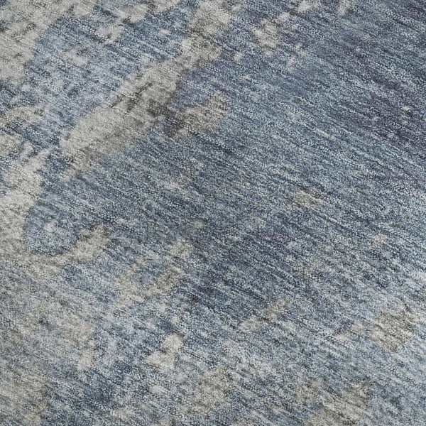 HomeRoots 5' X 8' Denim Blue & Gray Abstract Area Rug – Washable, UV Protected, Durable for High-Traffic Areas 701451