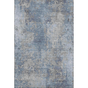 HomeRoots 10' X 14' Denim Blue & Gray Abstract Area Rug - Durable, Low-Maintenance, UV Protected for Homes 701455