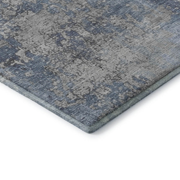 HomeRoots 10' X 14' Denim Blue & Gray Abstract Area Rug - Durable, Low-Maintenance, UV Protected for Homes 701455