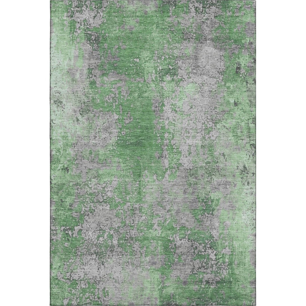 HomeRoots 5' X 8' Green and Gray Abstract Area Rug - Washable, UV Protected, Stain-Resistant for Modern Living 701457