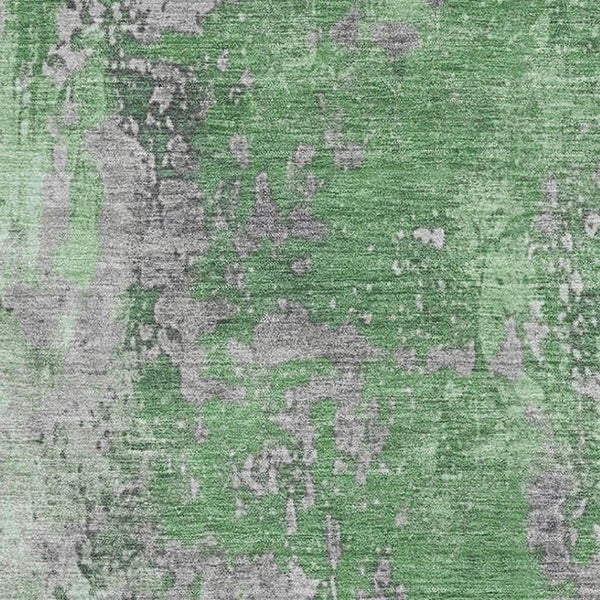 HomeRoots 5' X 8' Green and Gray Abstract Area Rug - Washable, UV Protected, Stain-Resistant for Modern Living 701457