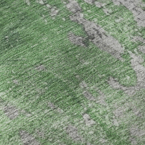 HomeRoots 8' Green and Gray Abstract Round Rug - Washable, UV Protected, Durable & Stylish for Modern Spaces 701458