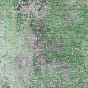 HomeRoots 8' X 10' Modern Green and Gray Abstract Washable Area Rug with UV Protection for Family Spaces 701459