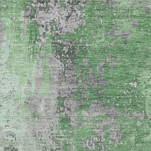 HomeRoots 9' X 12' Green & Gray Abstract Area Rug – Washable, UV-Protected, Stain-Resistant for High-Traffic Homes 701460
