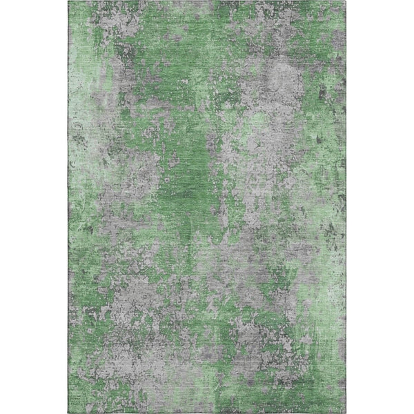 HomeRoots 10' x 14' Abstract Green and Gray Washable Area Rug with UV Protection for Active Homes & Spaces 701461
