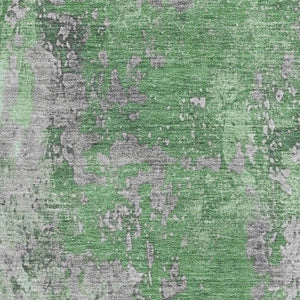 HomeRoots 10' x 14' Abstract Green and Gray Washable Area Rug with UV Protection for Active Homes & Spaces 701461