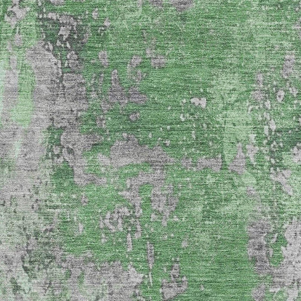 HomeRoots 10' x 14' Abstract Green and Gray Washable Area Rug with UV Protection for Active Homes & Spaces 701461