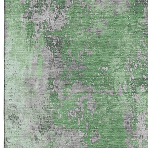 HomeRoots 10' x 14' Abstract Green and Gray Washable Area Rug with UV Protection for Active Homes & Spaces 701461
