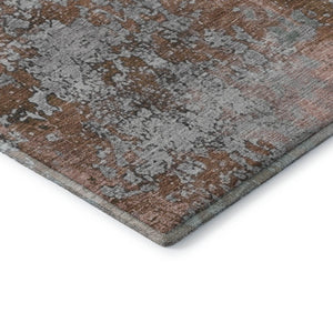 HomeRoots 5' X 8' Modern Abstract Rust and Gray Area Rug - Washable, UV Protected, Durable for Busy Homes 701463