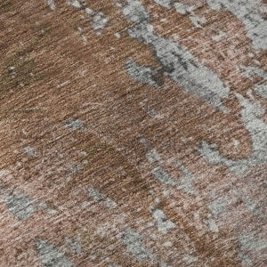 HomeRoots 5' X 8' Modern Abstract Rust and Gray Area Rug - Washable, UV Protected, Durable for Busy Homes 701463
