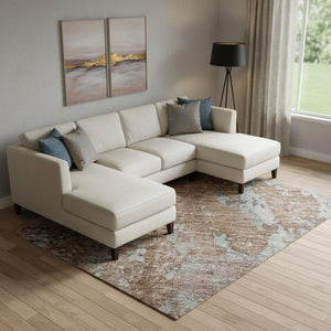 HomeRoots 10' X 14' Washable Rust and Gray Abstract Area Rug with UV Protection for Modern Living Spaces 701467