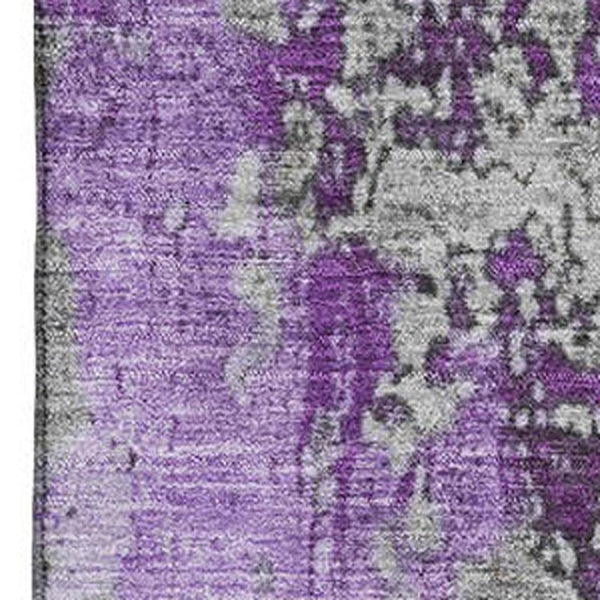HomeRoots 5' X 8' Modern Purple and Gray Abstract Washable Area Rug with UV Protection for High Traffic Homes 701469