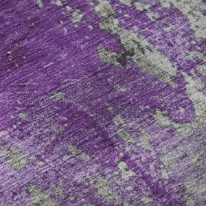 HomeRoots 8' Modern Purple and Gray Abstract Round Rug - Washable, UV-Protected, Durable for High-Traffic Areas 701470