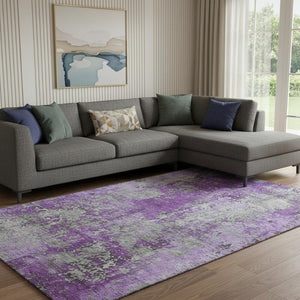 HomeRoots 8' X 10' Purple and Gray Abstract Area Rug - Washable, Stain Resistant, UV Protected, Durable Design 701471