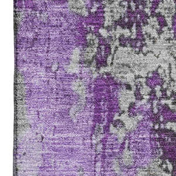 HomeRoots 8' X 10' Purple and Gray Abstract Area Rug - Washable, Stain Resistant, UV Protected, Durable Design 701471