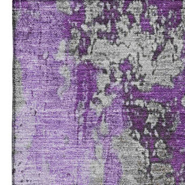 HomeRoots 9' X 12' Purple and Gray Abstract Washable Area Rug with UV Protection for Modern Homes & Families 701472