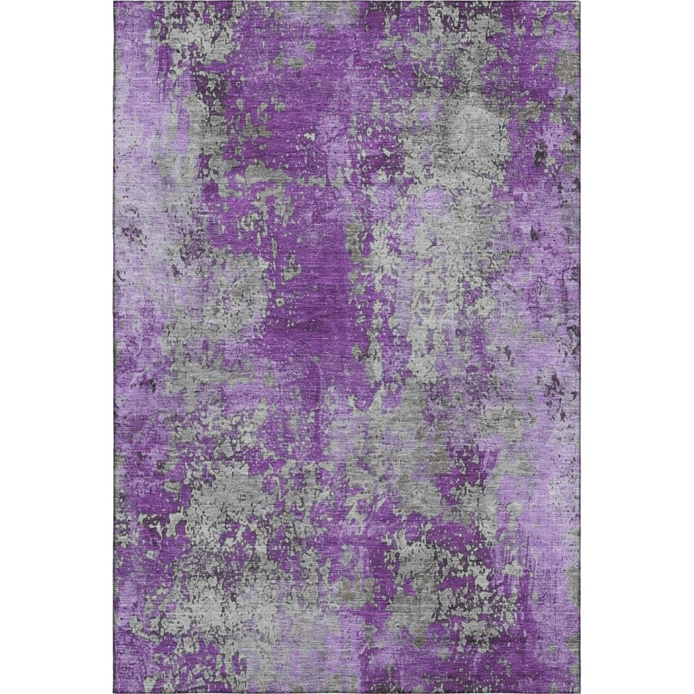 HomeRoots 10' X 14' Purple and Gray Abstract Washable Area Rug – Stain-Resistant, UV Protected, Non-Slip Design 701473