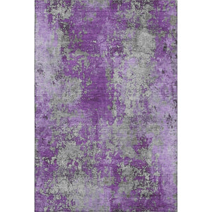 HomeRoots 10' X 14' Purple and Gray Abstract Washable Area Rug – Stain-Resistant, UV Protected, Non-Slip Design 701473