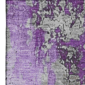 HomeRoots 10' X 14' Purple and Gray Abstract Washable Area Rug – Stain-Resistant, UV Protected, Non-Slip Design 701473