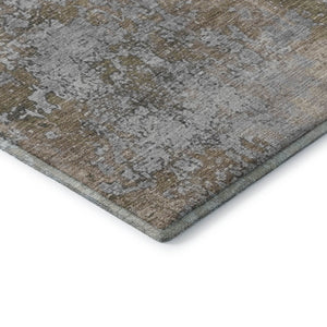 HomeRoots 8' Taupe and Beige Abstract Round Rug - Washable, UV-Protected, Modern Design for Any Space 701482