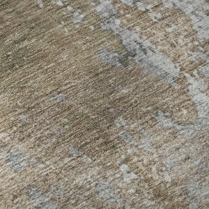 HomeRoots 8' Taupe and Beige Abstract Round Rug - Washable, UV-Protected, Modern Design for Any Space 701482