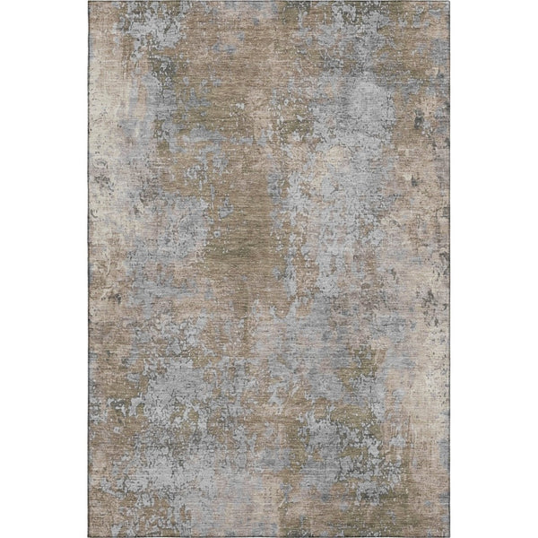 HomeRoots 9' X 12' Taupe and Beige Abstract Area Rug - Washable, UV-Protected, Stain-Resistant for Busy Homes 701484