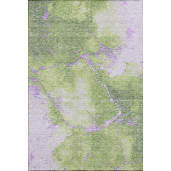 HomeRoots 5' X 8' Artichoke Green & Lavender Abstract Washable Area Rug - Durable, Stylish & UV Protected! 701487