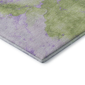 HomeRoots 5' X 8' Artichoke Green & Lavender Abstract Washable Area Rug - Durable, Stylish & UV Protected! 701487